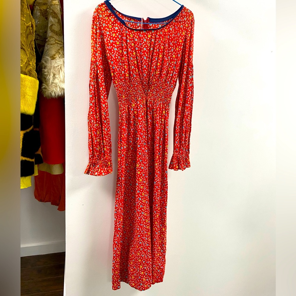Vintage 70s handmade cotton floral maxi folk dress